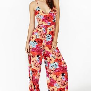 Nasty Gal Flower Punch Floral Jumpsuit w/Side Cuts